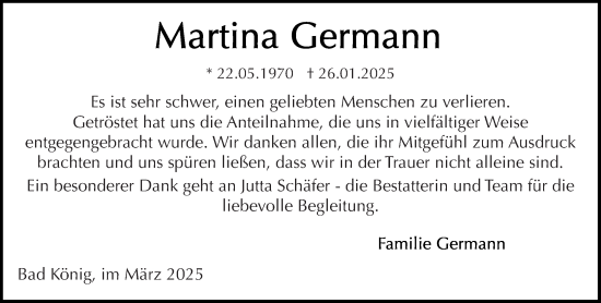 Traueranzeige von Martina Germann von Odenwälder Echo