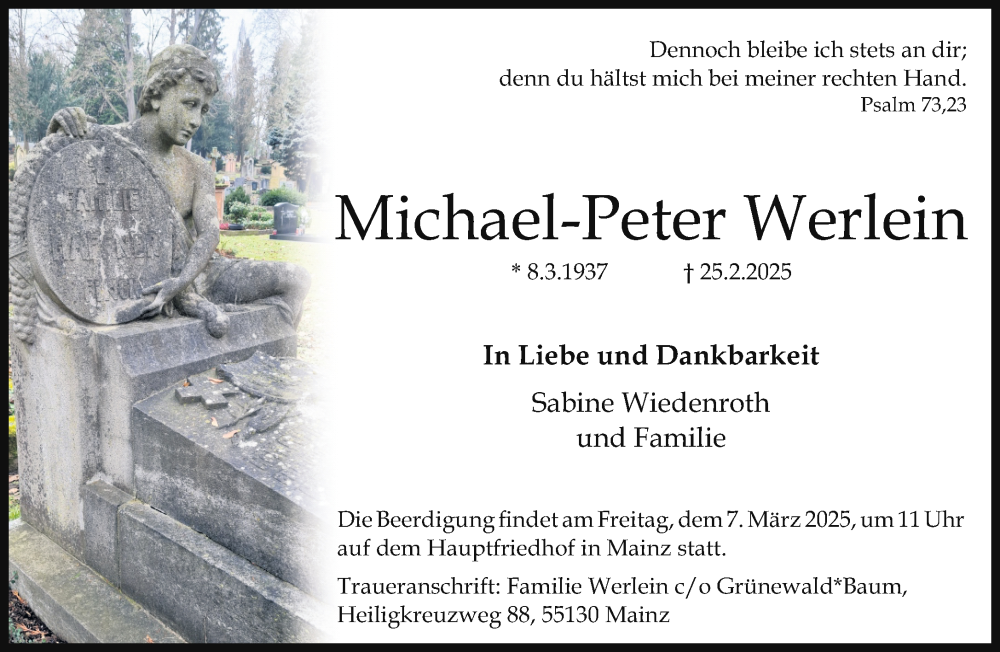 Traueranzeige für Michael-Peter Werlein vom 01.03.2025 aus Allgemeine Zeitung Mainz