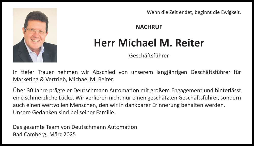  Traueranzeige für Michael M. Reiter vom 13.03.2025 aus Camberger Anzeiger