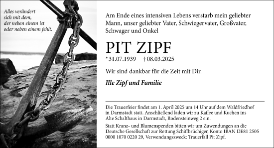 Traueranzeige von Pit Zipf von Groß-Gerauer Echo