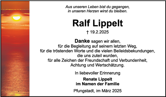 Traueranzeige von Ralf Lippelt von Darmstädter Echo