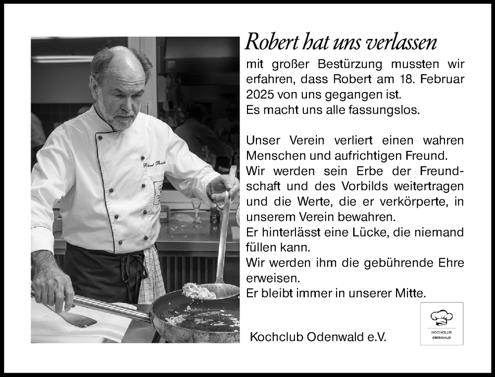  Traueranzeige für Robert  vom 05.03.2025 aus Odenwälder Echo