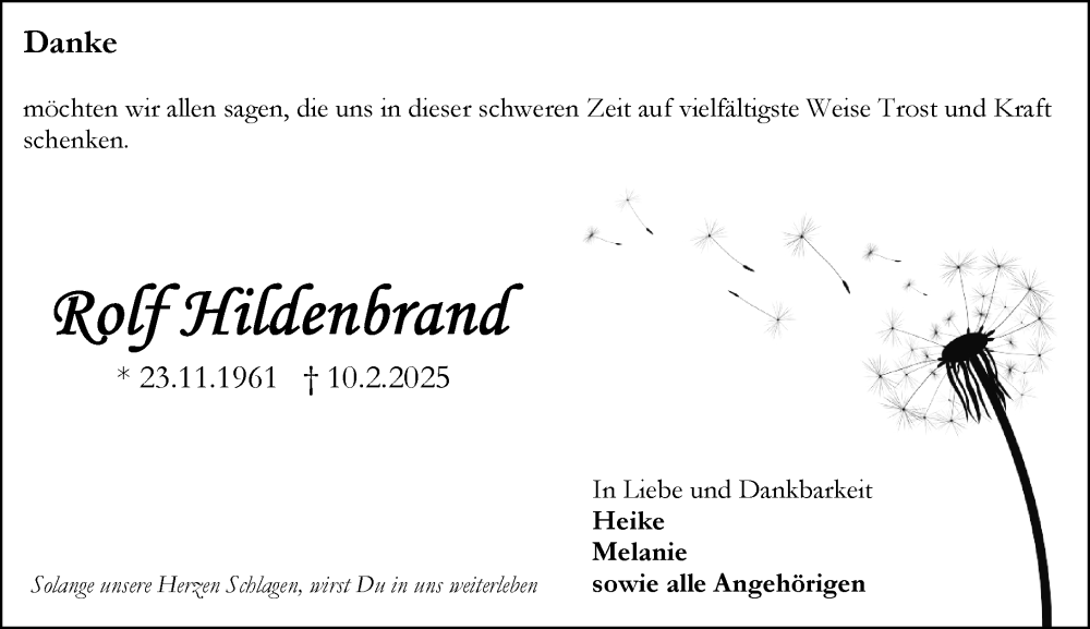  Traueranzeige für Rolf Hildenbrand vom 22.03.2025 aus Rüsselsheimer Echo