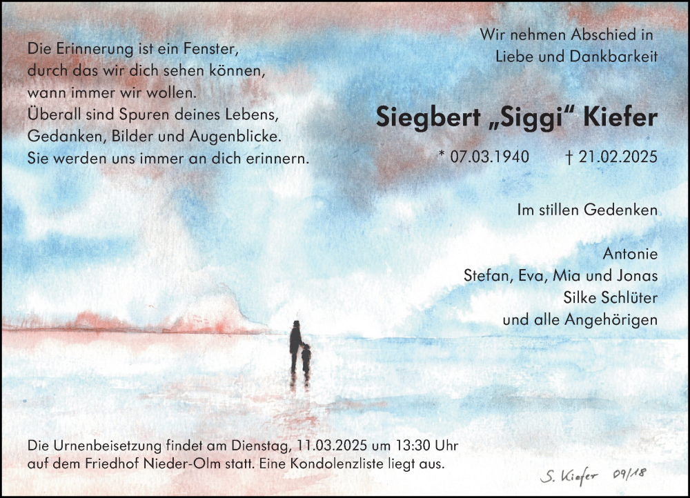  Traueranzeige für Siegbert Kiefer vom 08.03.2025 aus Allgemeine Zeitung Mainz