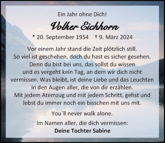 Traueranzeige von Volker Eichhorn von Allgemeine Zeitung Mainz
