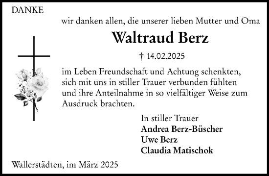 Traueranzeige von Waltraud Berz von Groß-Gerauer Echo