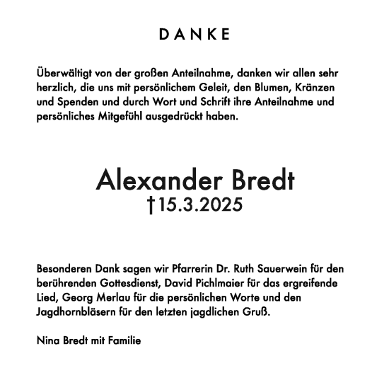 Traueranzeige von Alexander Bredt von Darmstädter Echo