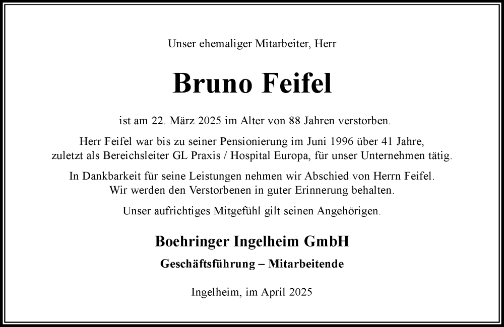  Traueranzeige für Bruno Feifel vom 05.04.2025 aus Allgemeine Zeitung Rheinhessen-Nahe