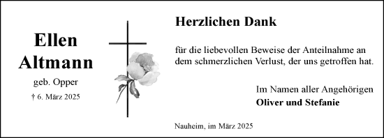 Traueranzeige von Ellen Altmann von Groß-Gerauer Echo