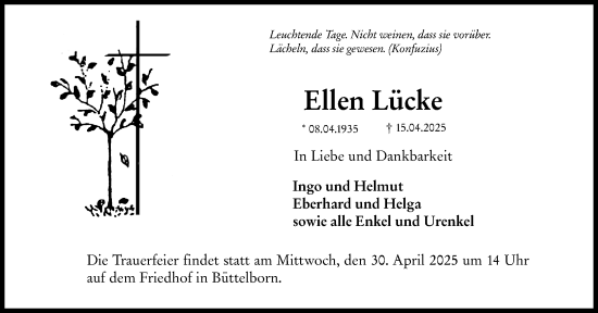 Traueranzeige von Ellen Lücke von Groß-Gerauer Echo