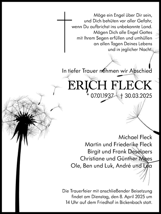Traueranzeige von Erich Fleck von Darmstädter Echo