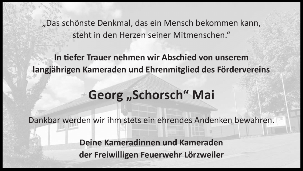  Traueranzeige für Georg Mai vom 17.04.2025 aus Allgemeine Zeitung Mainz
