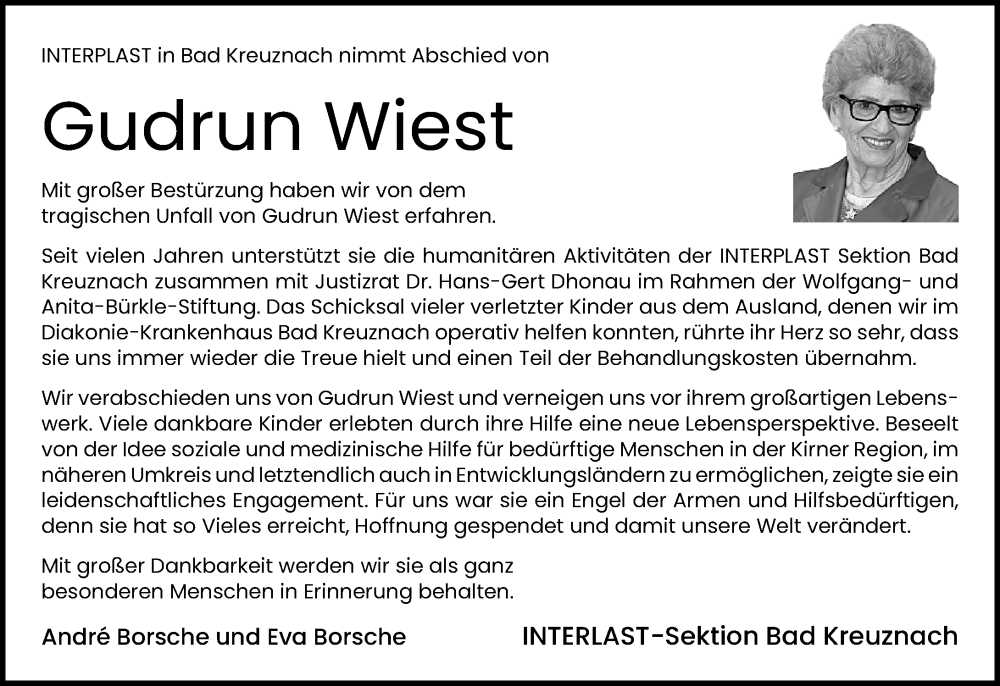  Traueranzeige für Gudrun Wiest vom 08.04.2025 aus Allgemeine Zeitung Rheinhessen-Nahe