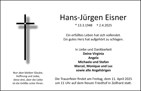 Traueranzeige von Hans-Jürgen Eisner von Darmstädter Echo