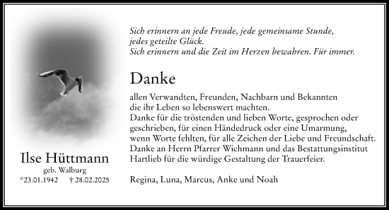 Traueranzeige von Ilse Hüttmann von Camberger Anzeiger