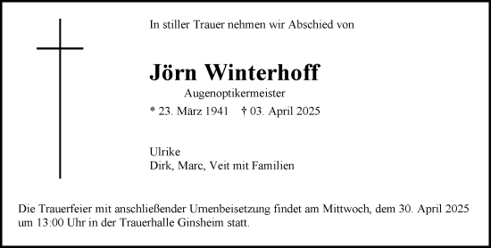 Traueranzeige von Jörn Winterhoff von Hochheimer Zeitung