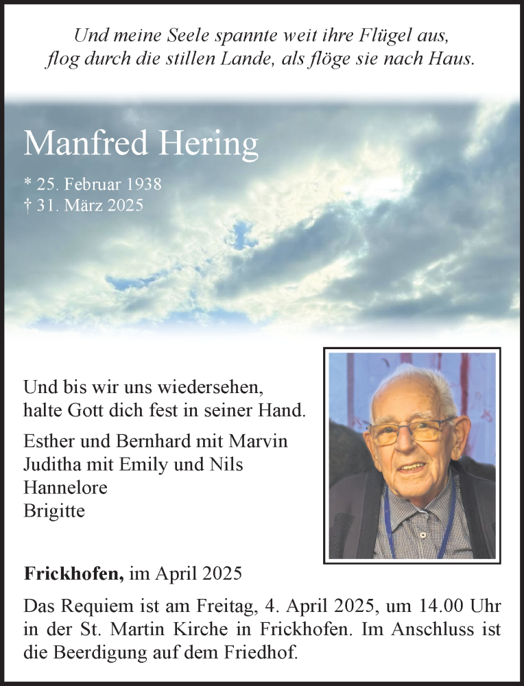  Traueranzeige für Manfred Hering vom 02.04.2025 aus Nassauische Neue Presse