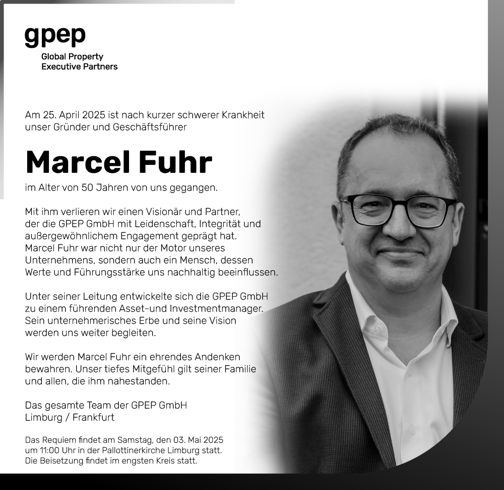  Traueranzeige für Marcel Fuhr vom 30.04.2025 aus Nassauische Neue Presse