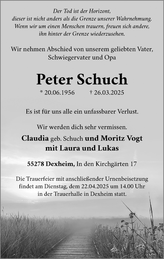  Traueranzeige für Peter Schuch vom 12.04.2025 aus Allgemeine Zeitung Mainz