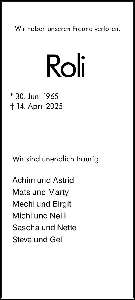 Traueranzeige von Roli  von Darmstädter Echo