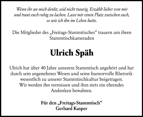 Traueranzeige von Ulrich Späh von Starkenburger Echo