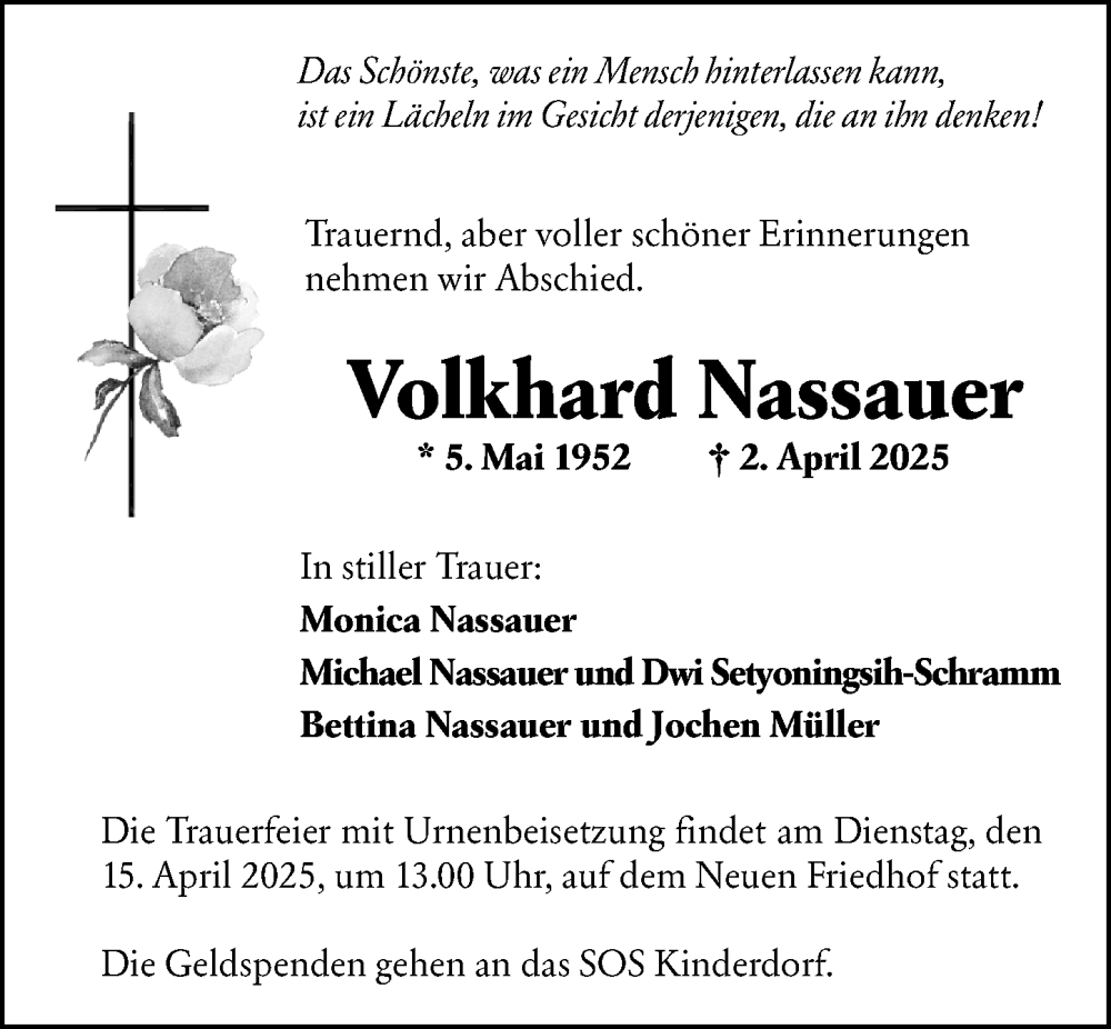  Traueranzeige für Volkhard Nassauer vom 11.04.2025 aus Hochheimer Zeitung