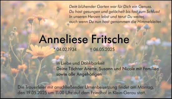 Traueranzeige von Anneliese Fritsche von Groß-Gerauer Echo