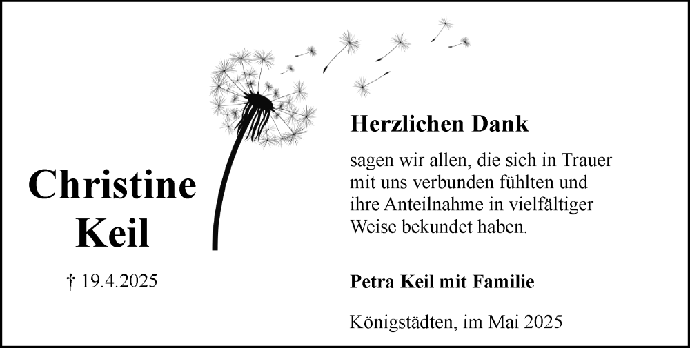  Traueranzeige für Christine Keil vom 24.05.2025 aus Rüsselsheimer Echo