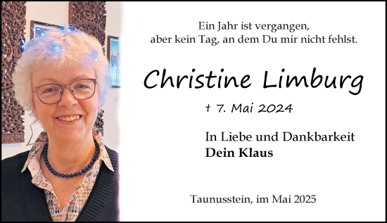 Traueranzeige von Christine Limburg von Wiesbadener Kurier