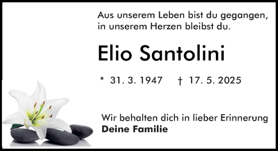 Traueranzeige von Elio Santolini von Darmstädter Echo
