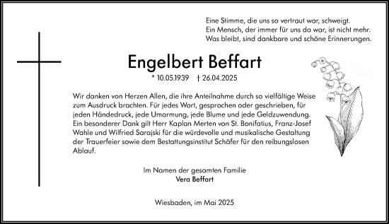 Traueranzeige von Engelbert Beffart von Wiesbadener Kurier