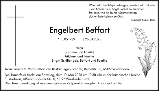 Traueranzeige von Engelbert Beffart von Wiesbadener Kurier