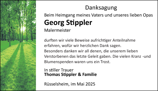 Traueranzeige von Georg Stippler von Rüsselsheimer Echo