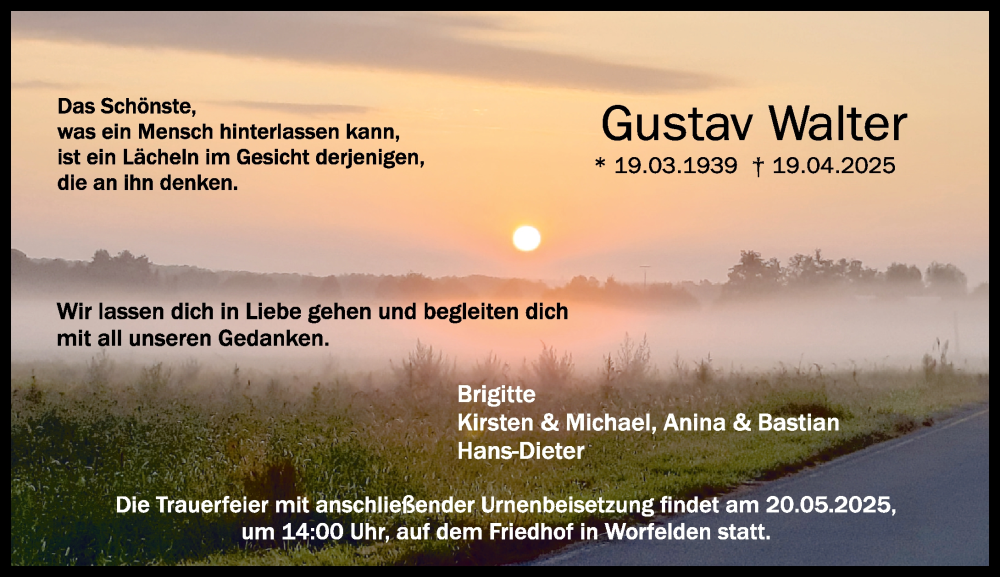 Traueranzeige für Gustav Walter vom 10.05.2025 aus Groß-Gerauer Echo