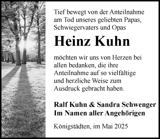 Traueranzeige von Heinz Kuhn von Rüsselsheimer Echo