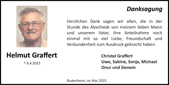 Traueranzeige von Helmut Graffert von Allgemeine Zeitung Mainz
