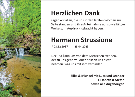Traueranzeige von Hermann Strussione von Allgemeine Zeitung Mainz
