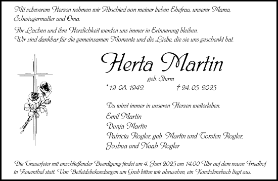 Traueranzeige von Herta Martin von Rheingau Kurier