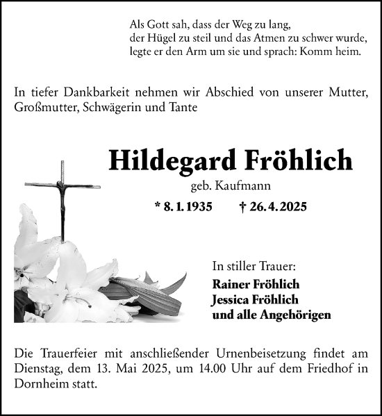 Traueranzeige von Hildegard Fröhlich von Groß-Gerauer Echo