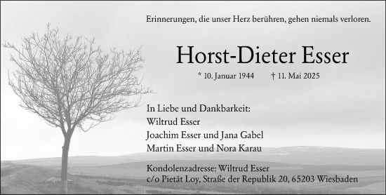 Traueranzeige von Horst-Dieter Esser von Wiesbadener Kurier