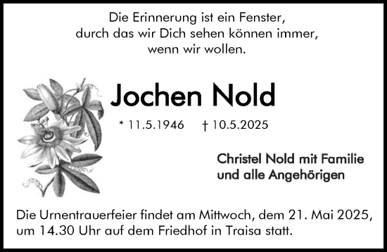 Traueranzeige von Jochen Nold von Darmstädter Echo
