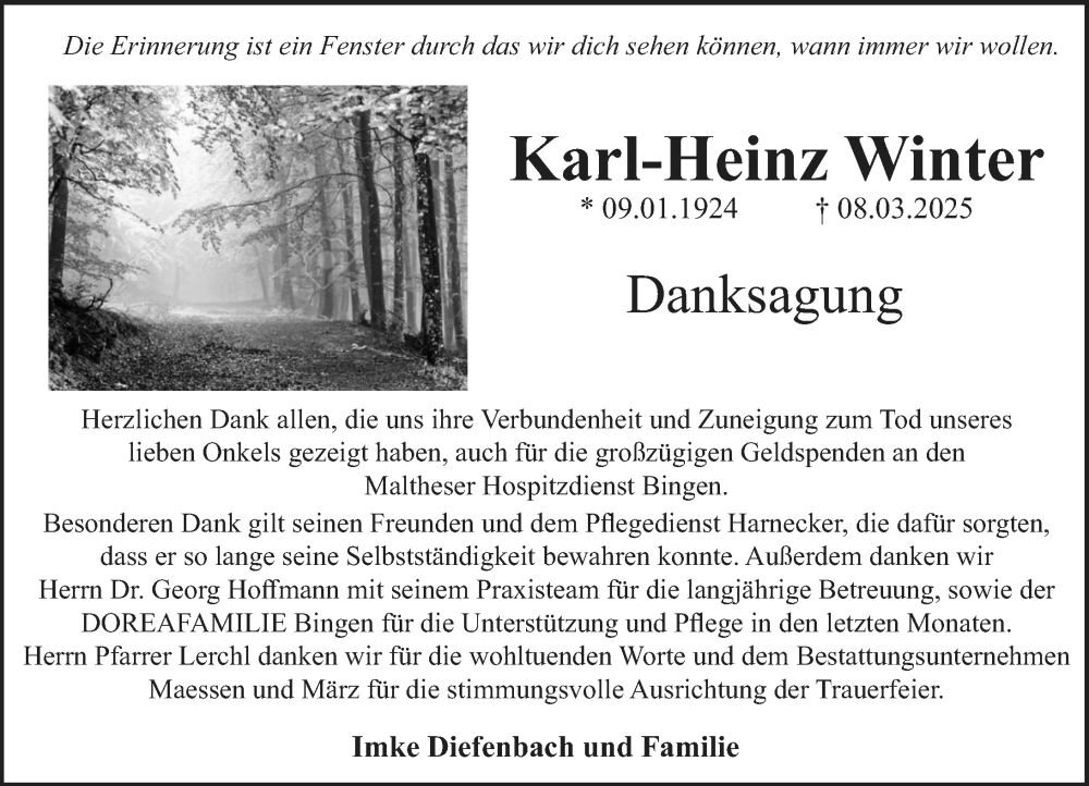  Traueranzeige für Karl-Heinz Winter vom 03.05.2025 aus Allgemeine Zeitung Rheinhessen-Nahe