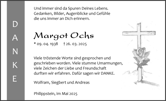 Traueranzeige von Margot Ochs von Wetzlarer Neue Zeitung