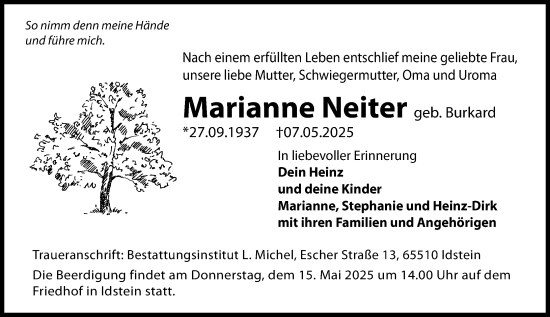 Traueranzeige von Marianne Neiter von Idsteiner Land/Untertaunus