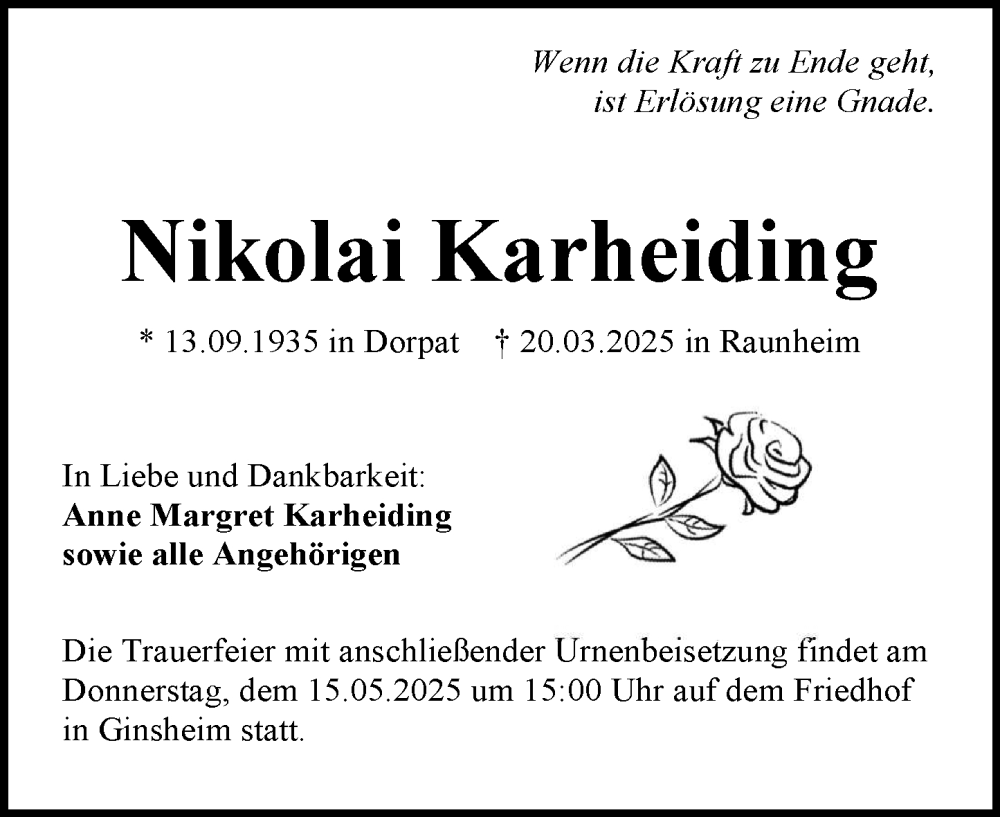  Traueranzeige für Nikolai Karheiding vom 10.05.2025 aus Allgemeine Zeitung Mainz