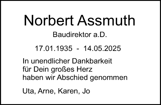 Traueranzeige von Norbert Assmuth von Groß-Gerauer Echo