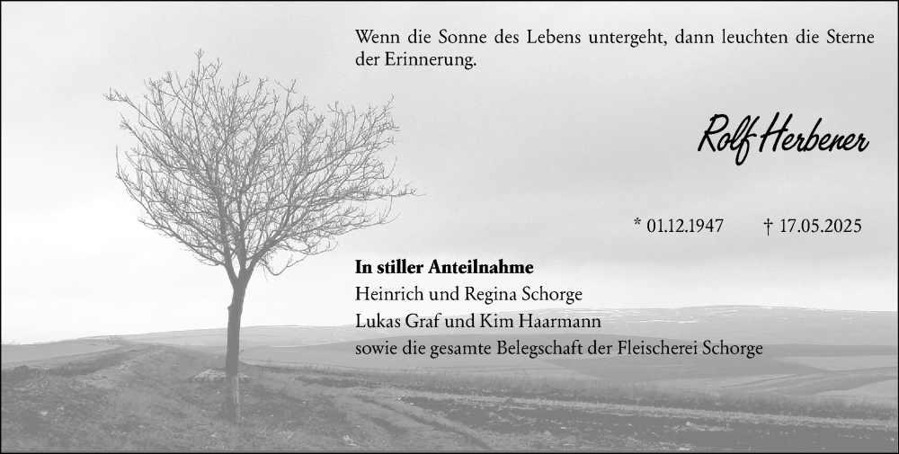  Traueranzeige für Rolf Herbener vom 21.05.2025 aus Hinterländer Anzeiger