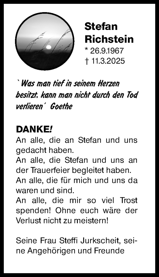 Traueranzeige von Stefan Richstein von Darmstädter Echo