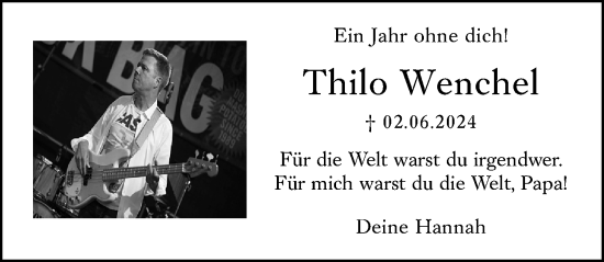 Traueranzeige von Thilo Wenchel von Hochheimer Zeitung