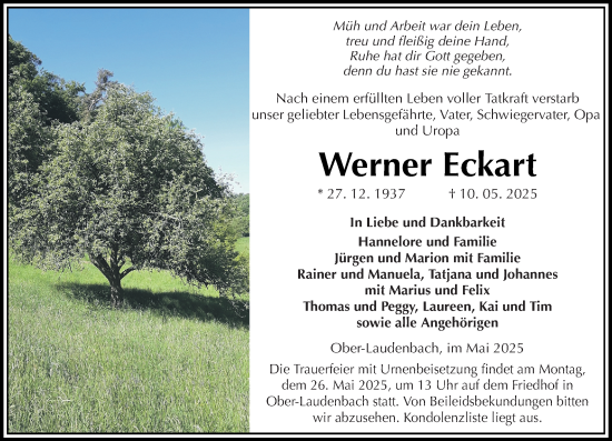 Traueranzeige von Werner Eckart von Starkenburger Echo